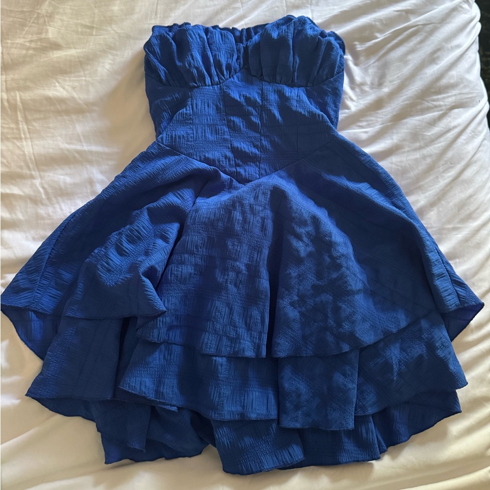 Strapless Blue Dress